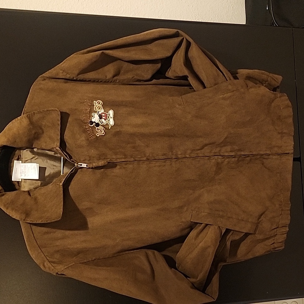 Vintage Disney Brown Suede Mickey Mouse Jacket with Pockets